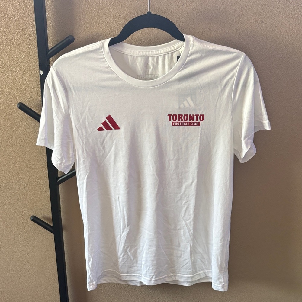 Adidas White and Red Toronto Football Club Tee Size Medium